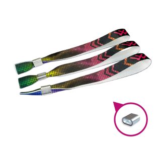   Pulsera de Tela (15x340mm, impresión en color en un lado) - con anillo de aluminio