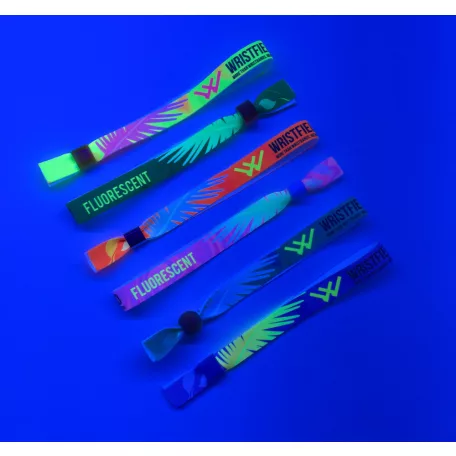Pulsera de Tela (15x340mm, impresión FLUO a un lado) - con anillo de aluminio