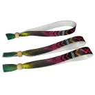 Pulsera de Textil (15x340mm, impresión en color en un lado, con datos variables) - con anillo de bambú reutilizable