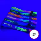 Pulsera de tela - Tamaño infantil (15x300mm, impresión a color FLUO en un lado) - con anillo de aluminio