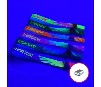   Pulsera de tela - Tamaño infantil (15x300mm, impresión a color FLUO en un lado) - con anillo de aluminio
