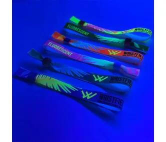   Pulsera de tela - Tamaño infantil (15x300mm, impresión a color FLUO en un lado) - con anillo de aluminio