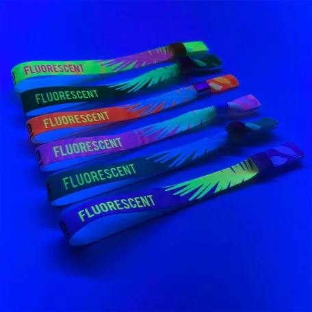 Pulsera de tela - Tamaño infantil (15x300mm, impresión a color FLUO en un lado) - con anillo de aluminio