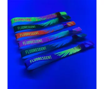   Pulsera de tela - Tamaño infantil (15x300mm, impresión a color FLUO en un lado) - con anillo de plástico