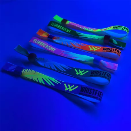 Pulsera de tela - Tamaño infantil (15x300mm, impresión a color FLUO en un lado) - con anillo de plástico