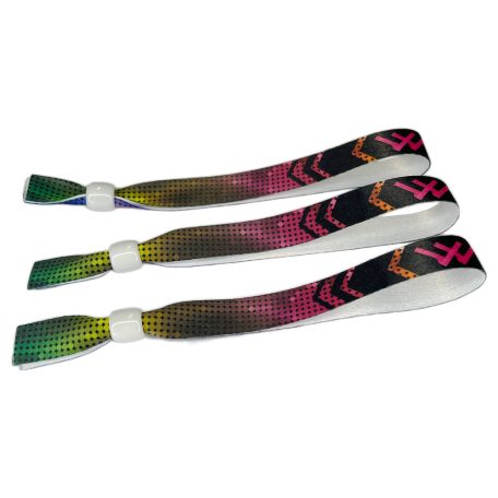 Pulsera de tela (15x300mm, impresión a color en un lado) - con anillo de plástico reutilizable - EXPRESS