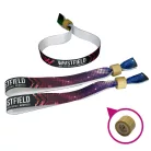 Pulsera de Textil (15x340mm, impresión en color en un lado) - con anillo de bambú-plástico auto-cerrable