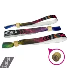Pulsera de Textil (15x340mm, impresión en color en un lado, con datos variables) - con anillo de bambú-plástico auto-cerrable
