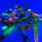 Pulsera de Textil (15x340mm, impresión FLUO a un lado, con datos variables) - con anillo de bambú-plástico auto-cerrable