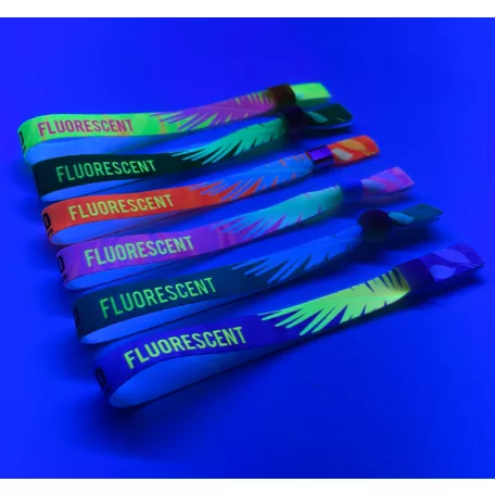 Pulsera de Textil (15x340mm, impresión FLUO a un lado) - con anillo de plástico auto-cerrable