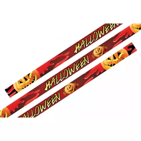 Pulsera de Tela (15x340mm, impresión a color en un lado) - Con anillo de cierre de plástico negro - Calabazas de Halloween