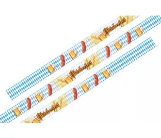   Pulsera de tela de satén colorido estampado de 15mm - Oktoberfest con salchichas de cerveza - con anillo de cierre plástico
