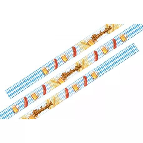 Pulsera de tela de satén colorido estampado de 15mm - Oktoberfest con salchichas de cerveza - con anillo de cierre plástico
