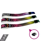 Pulsera de Textil (15x340mm, impresión en color en un lado, con datos variables) - con anillo de plástico auto-cerrable