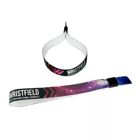 Pulsera de Textil (15x340mm, impresión en color en un lado) - con anillo de plástico auto-cerrable