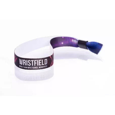 Pulsera de Textil (15x340mm, impresión en color en un lado) - con anillo de plástico auto-cerrable