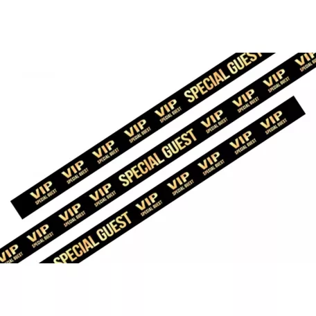 Pulsera de Textil (15x340mm, impresión en color en un lado) - con anillo de plástico auto-cerrable negro - diseño VIP Special Guest