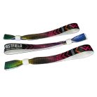 Pulsera de Textil (15x340mm, impresión en color en un lado, con datos variables) - con anillo de plástico reutilizable