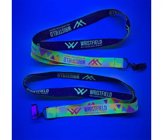   Lanyard de Satén con texto impreso de 20x900mm - Con impresión FLUO - Con porta pases