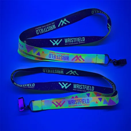 Lanyard de Satén con texto impreso de 20x900mm - Con impresión FLUO - Con porta pases