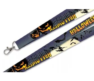   Cordón para el Cuello de Satén Estampado 20mm - Con mosquetón - Brujas de Halloween