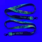 Lanyard acanalado con inscripción en color en ambos lados, impresión FLUO - 20x900mm - Con mosquetón de gota