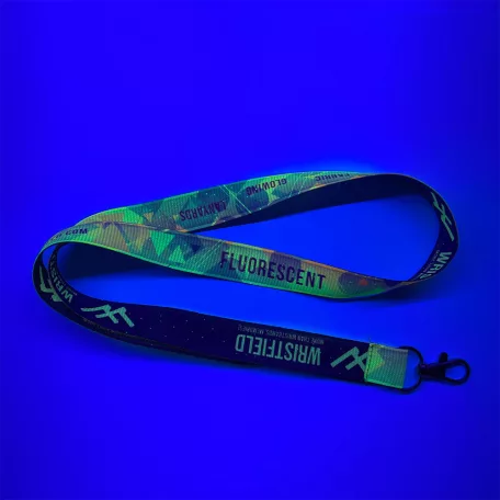 Lanyard acanalado con inscripción en color en ambos lados, impresión FLUO - 20x900mm - Con mosquetón de gota