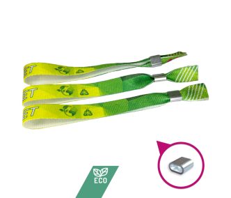   Brazalete de R-PET (Hecho de botellas de PET recicladas, 15x340mm, impresión a color en un lado) - con anillo de aluminio