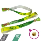 Brazalete de R-PET (Hecho de botellas de PET recicladas, 15x340mm, impresión a color en un lado, datos variables) - con perla de bambú reciclado