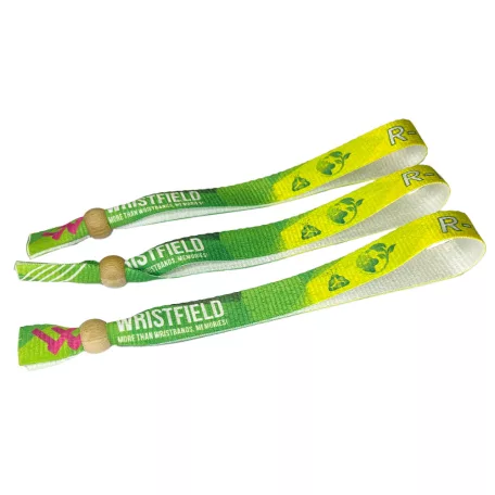Brazalete de R-PET (Hecho de botellas de PET recicladas, 15x340mm, impresión a color en un lado) - con perla de bambú reciclado