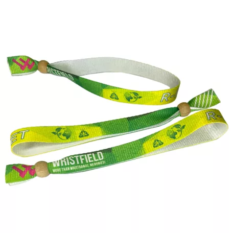 Brazalete de R-PET (Hecho de botellas de PET recicladas, 15x340mm, impresión a color en un lado) - con perla de bambú reciclado