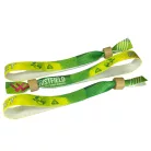 Brazalete de R-PET (Hecho de botellas de PET recicladas, 15x340mm, impresión a color en un lado) - con anillo de bambú-plástico autoadhesivo