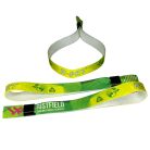 Brazalete de R-PET (Hecho de botellas de PET recicladas, 15x340mm, impresión a color en un lado) - con anillo de plástico autoadhesivo