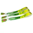 Brazalete de R-PET (Hecho de botellas de PET recicladas, 15x340mm, impresión a color en un lado, datos variables) - con anillo de plástico reciclado