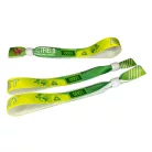 Brazalete de R-PET (Hecho de botellas de PET recicladas, 15x340mm, impresión a color en un lado, datos variables) - con anillo de plástico reciclado