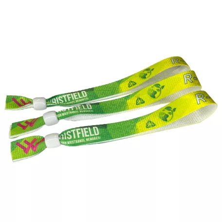 Brazalete de R-PET (Hecho de botellas de PET recicladas, 15x340mm, impresión a color en un lado) - con anillo de plástico reciclado