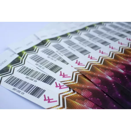 Pulseras Tyvek de 1" con impresión a color y código de barras