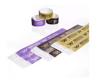   Pulsera Tyvek de 1" duradero e impermeable - con texto en 1 color (Calidad Superior)