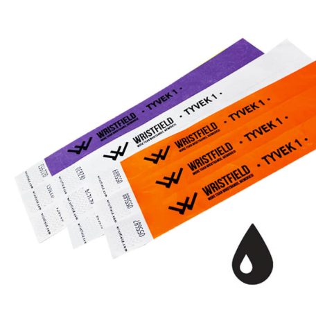 Pulsera de Tyvek duradero e impermeable - (Calidad Superior) - con texto NEGRO en 1 color