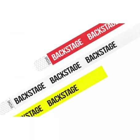 Pulsera Tyvek de 3/4" con diseño - BACKSTAGE