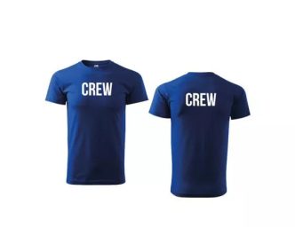 Camiseta unisex con cuello redondo con inscripción CREW