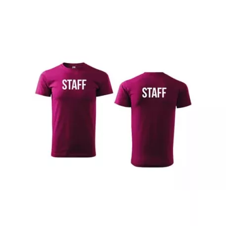Camiseta unisex con cuello redondo con inscripción STAFF