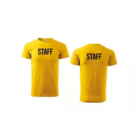 Camiseta unisex con cuello redondo con inscripción STAFF