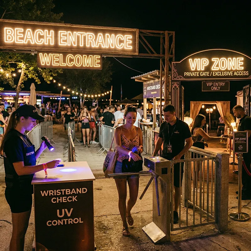Control de accesos en eventos de playa y junto al agua: sistema completo, costes y errores